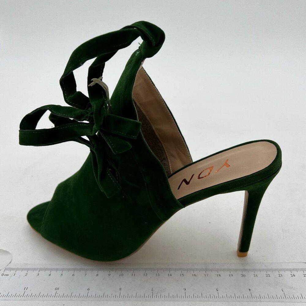 YDN Green Peep Toe Bootie Pumps Slingback High Heels Lace-up Evening Sandals Sho - Picture 2 of 8